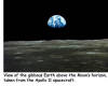 Earth rising over the Moon's horizon, Apollo 11.