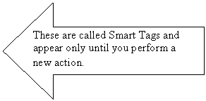 Left Arrow: These are called Smart Tags and appear only until you perform a new action.